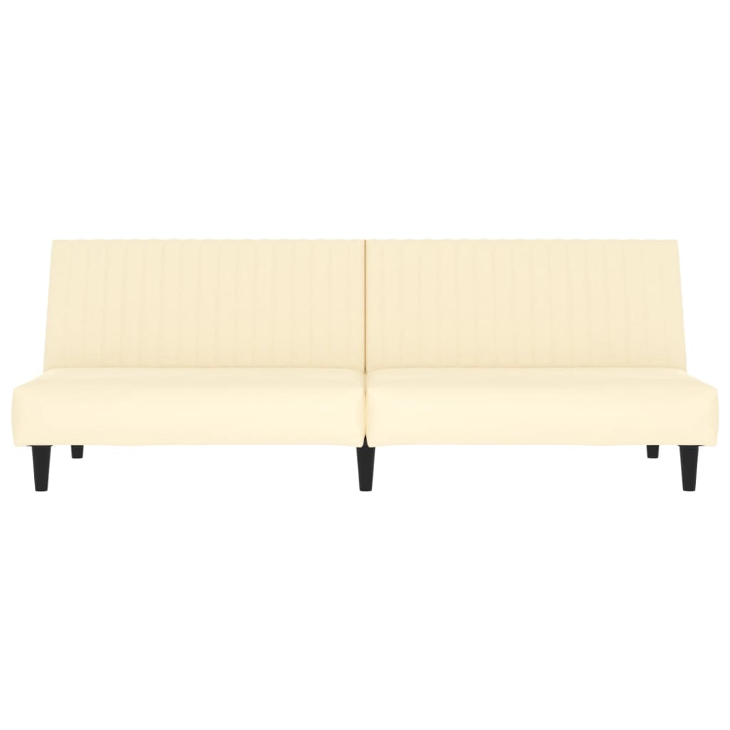 2-Seater Sofa Bed Cream Faux Leather