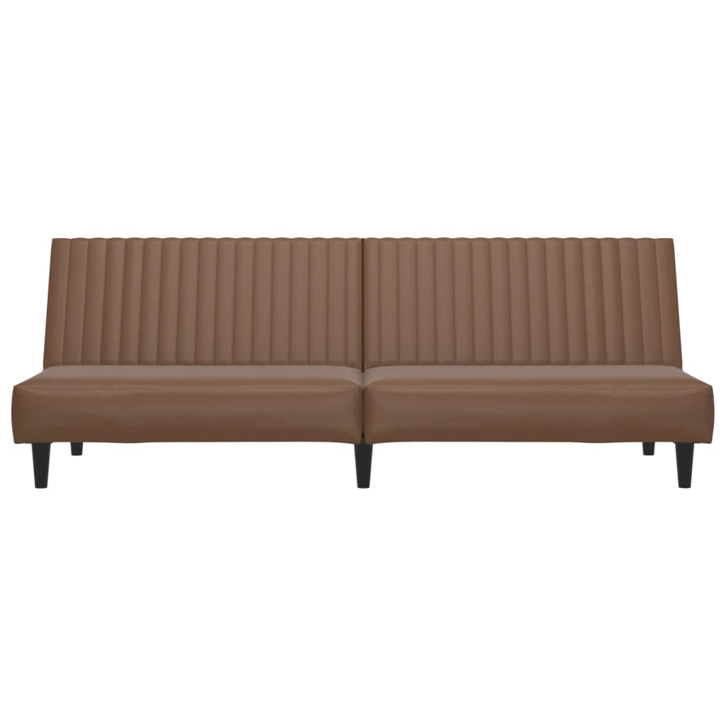 2-Seater Sofa Bed Brown Faux Leather
