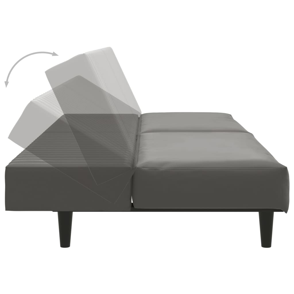 2-Seater Sofa Bed Grey Faux Leather