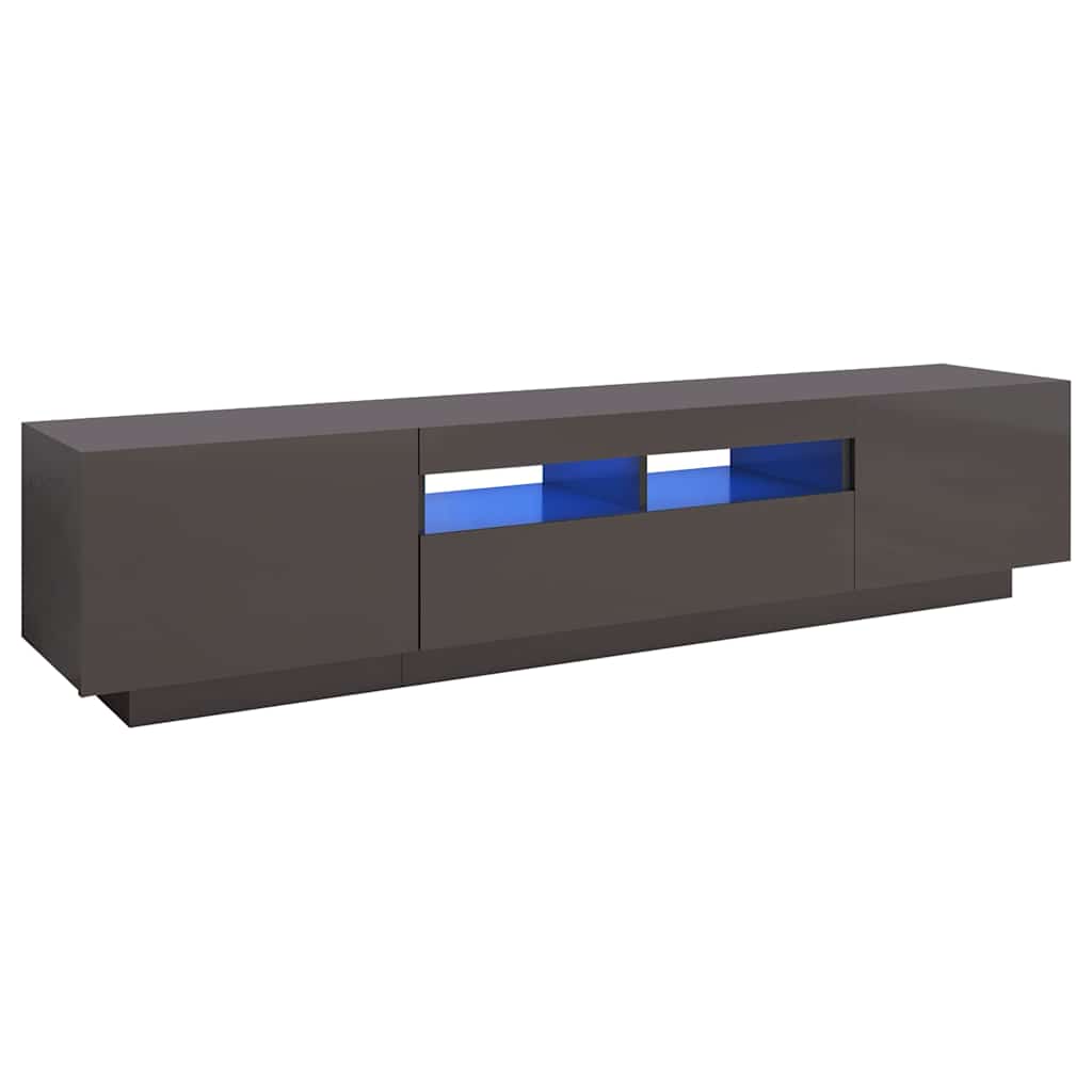 TV Cabinet with LED Lights High Gloss Grey 180x35x40 cm