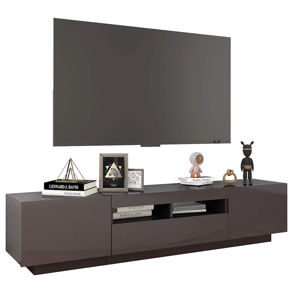 TV Cabinet with LED Lights High Gloss Grey 180x35x40 cm
