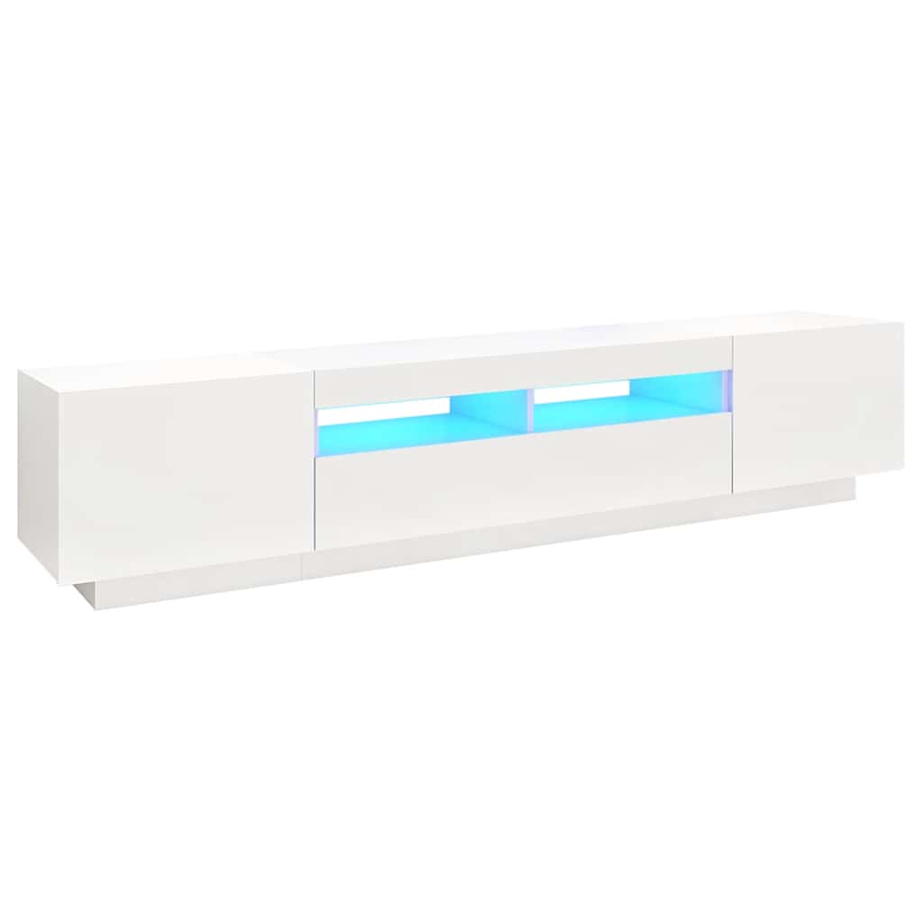 TV Cabinet with LED Lights White 200x35x40 cm