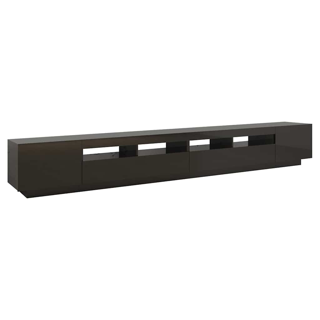 TV Cabinet with LED Lights High Gloss Black 300x35x40 cm