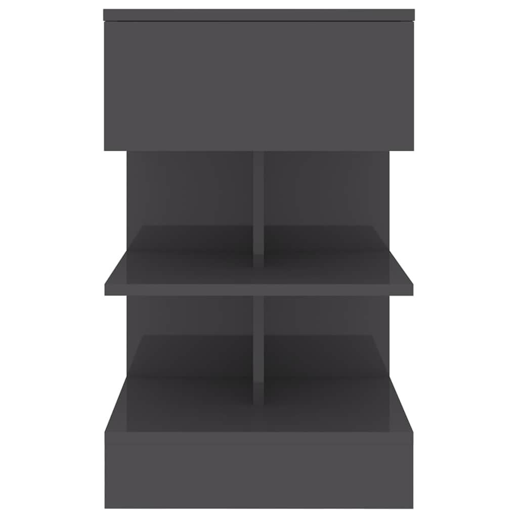 Bedside Cabinet High Gloss Grey 40x35x65 cm Engineered Wood
