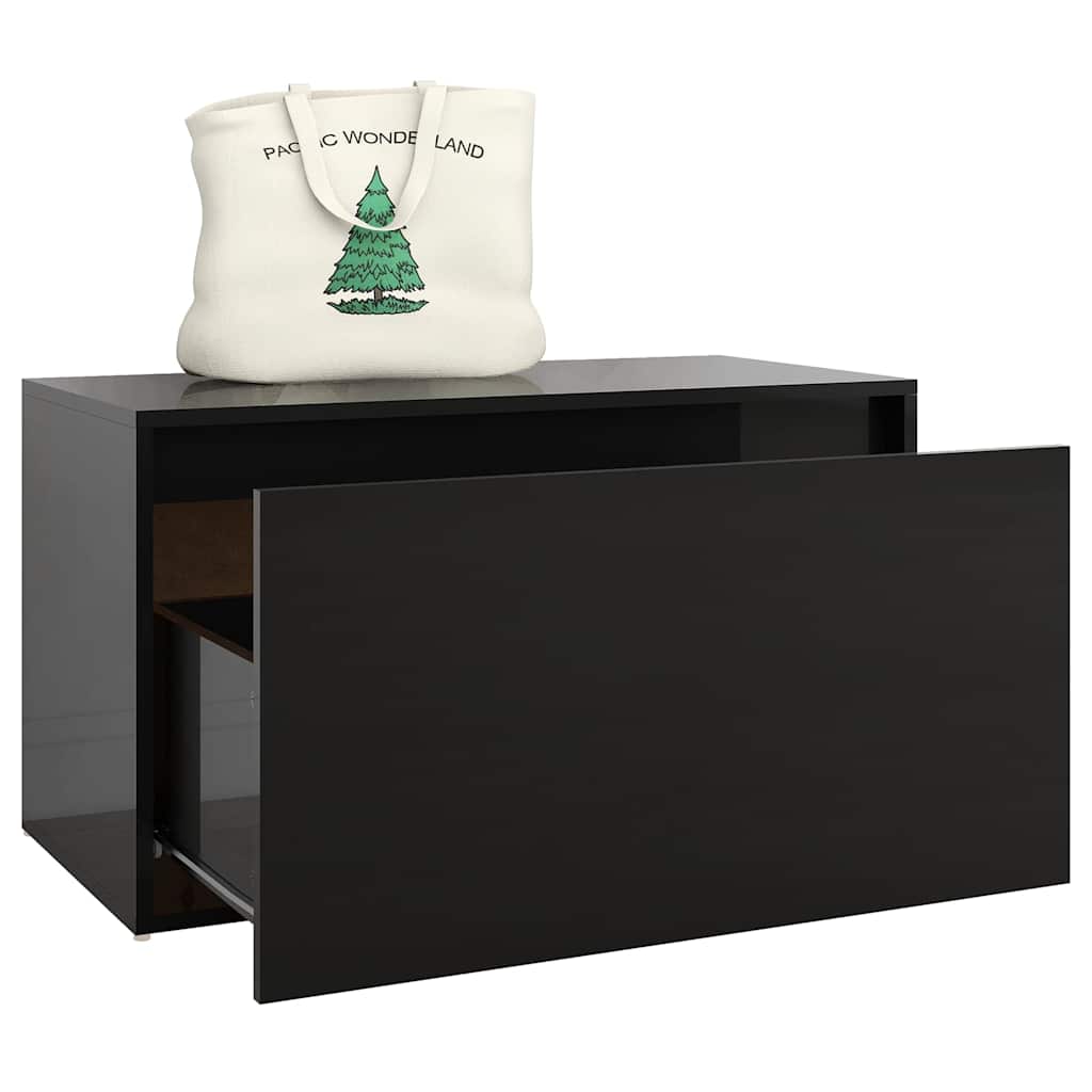 Hall Bench 80x40x45 cm High Gloss Black Engineered Wood
