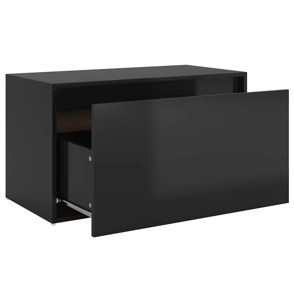 Hall Bench 80x40x45 cm High Gloss Black Engineered Wood