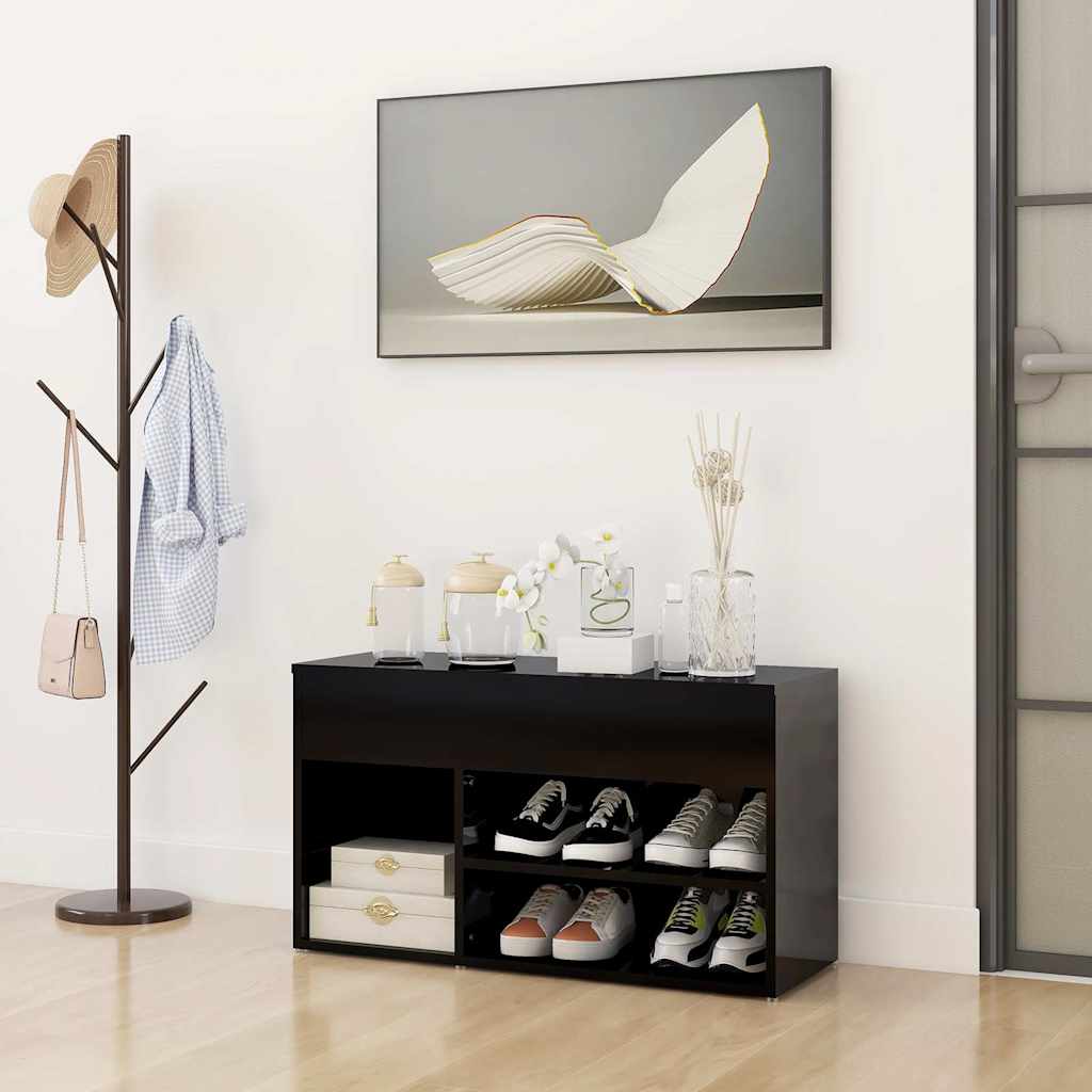 Shoe Bench High Gloss Black 80x30x45 cm Engineered Wood