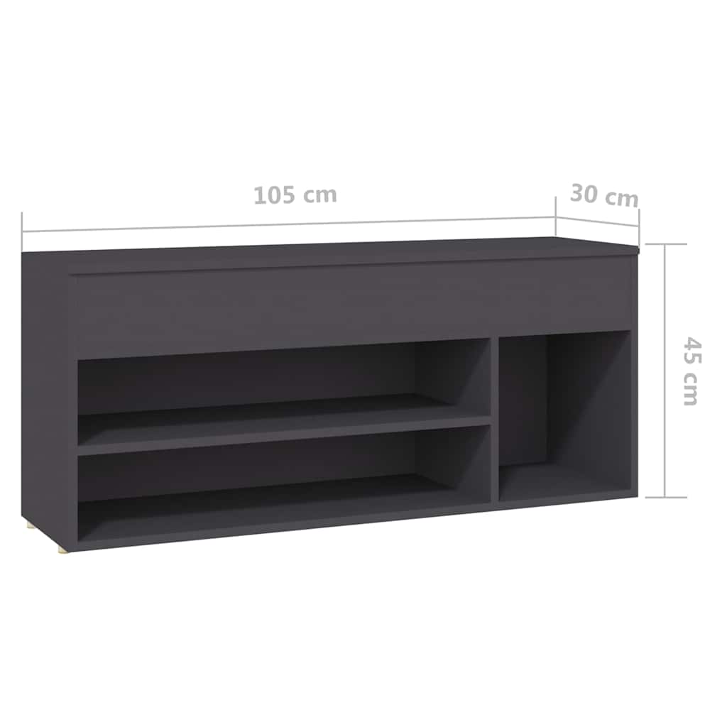 Shoe Bench Grey 105x30x45 cm Engineered Wood