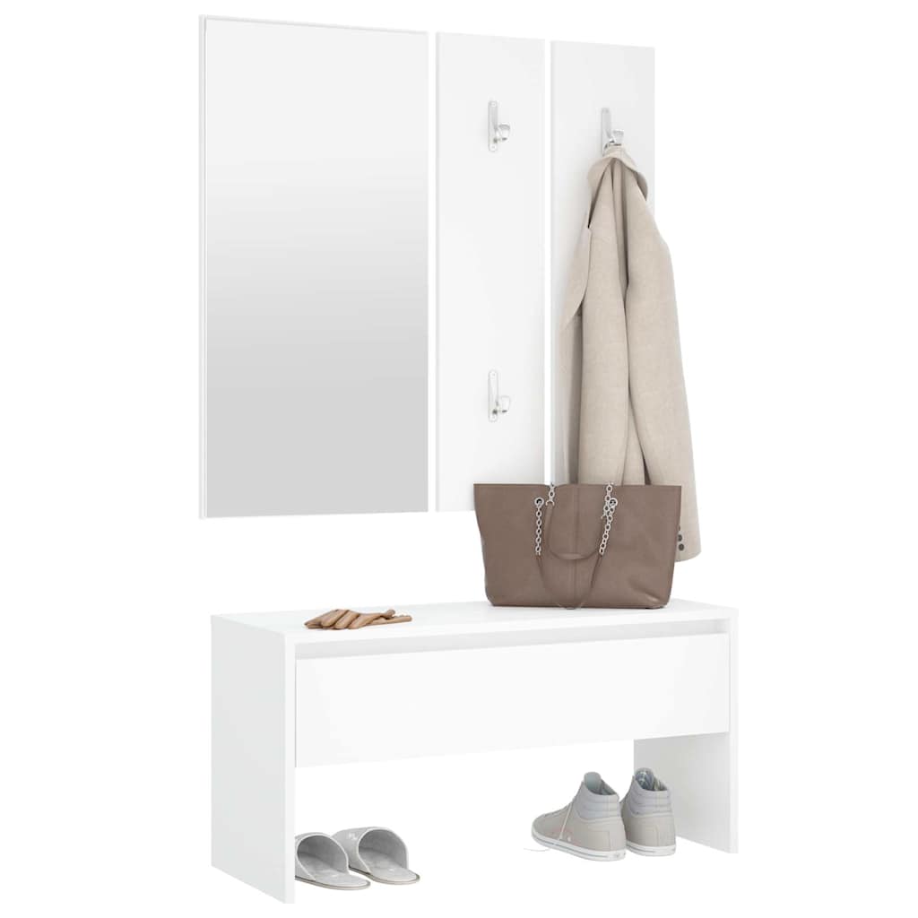 Hallway Furniture Set White Engineered Wood
