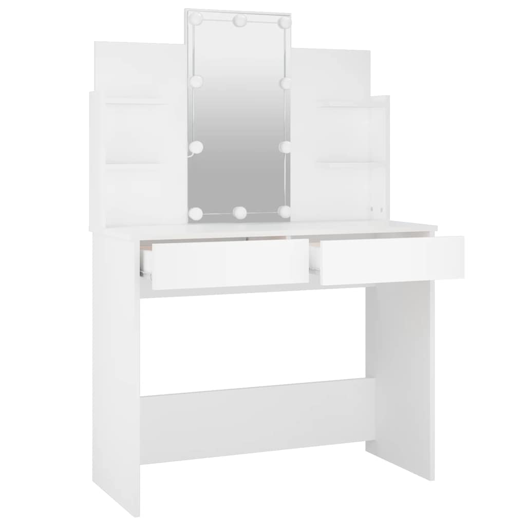 Dressing Table with LED White 96x40x142 cm