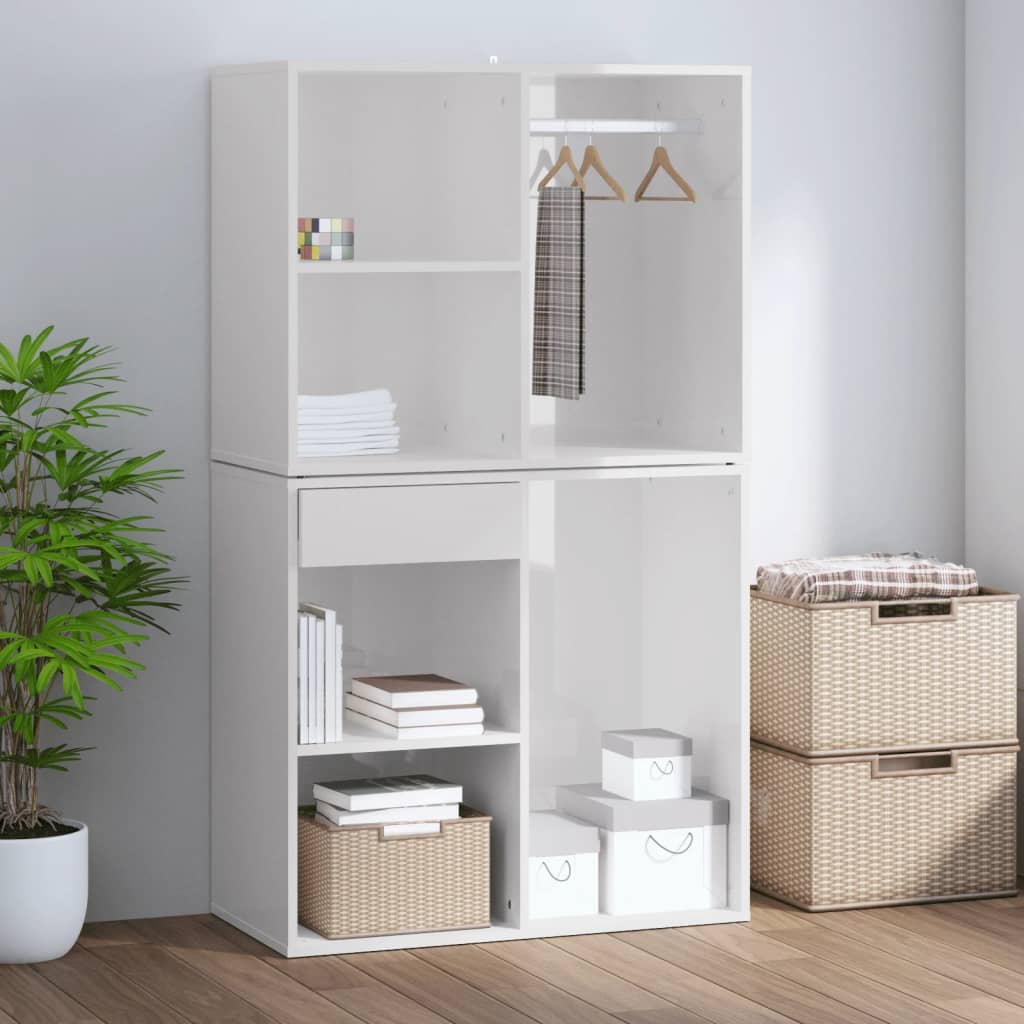 Dressing Cabinet High Gloss White 80x40x65 cm Engineered Wood