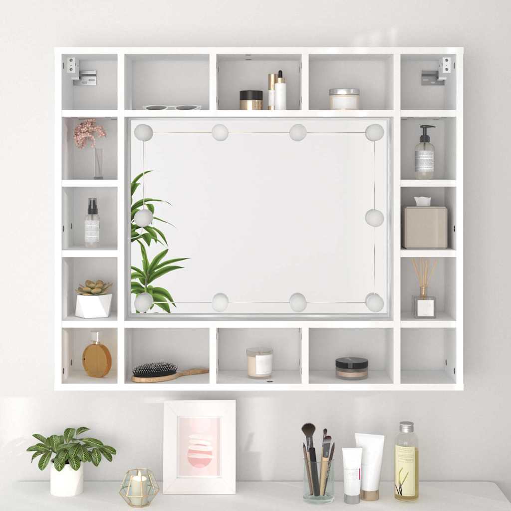 Mirror Cabinet with LED White 91x15x76.5 cm