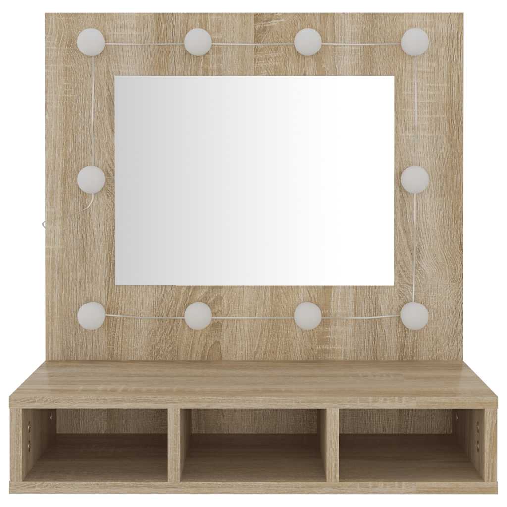 Mirror Cabinet with LED Sonoma Oak 60x31.5x62 cm