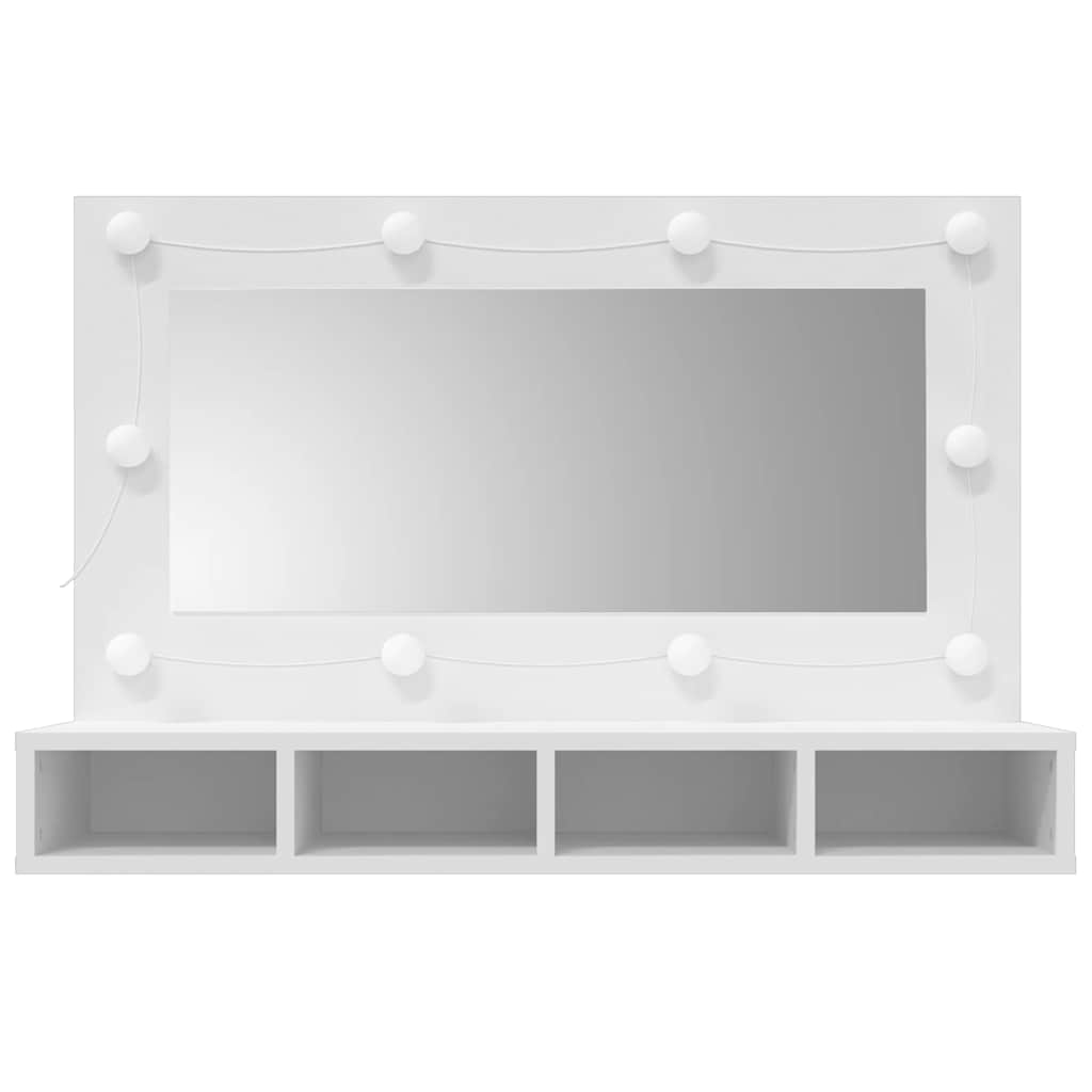 Mirror Cabinet with LED White 90x31.5x62 cm