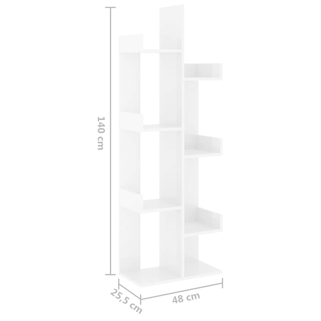 Book Cabinet High Gloss White 48x25.5x140 cm Engineered Wood
