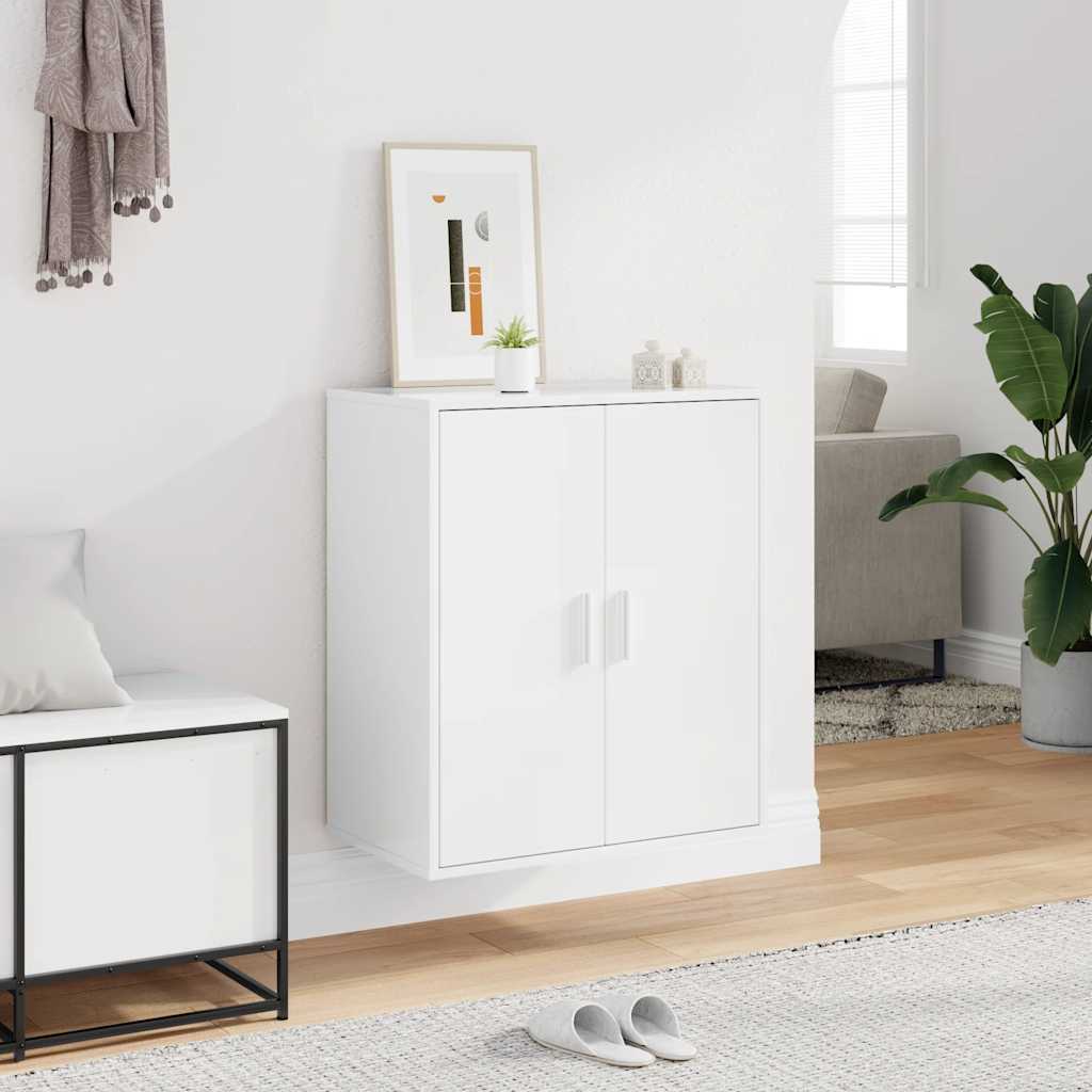 Shoe Cabinet High Gloss White 60x35x70 cm Engineered Wood