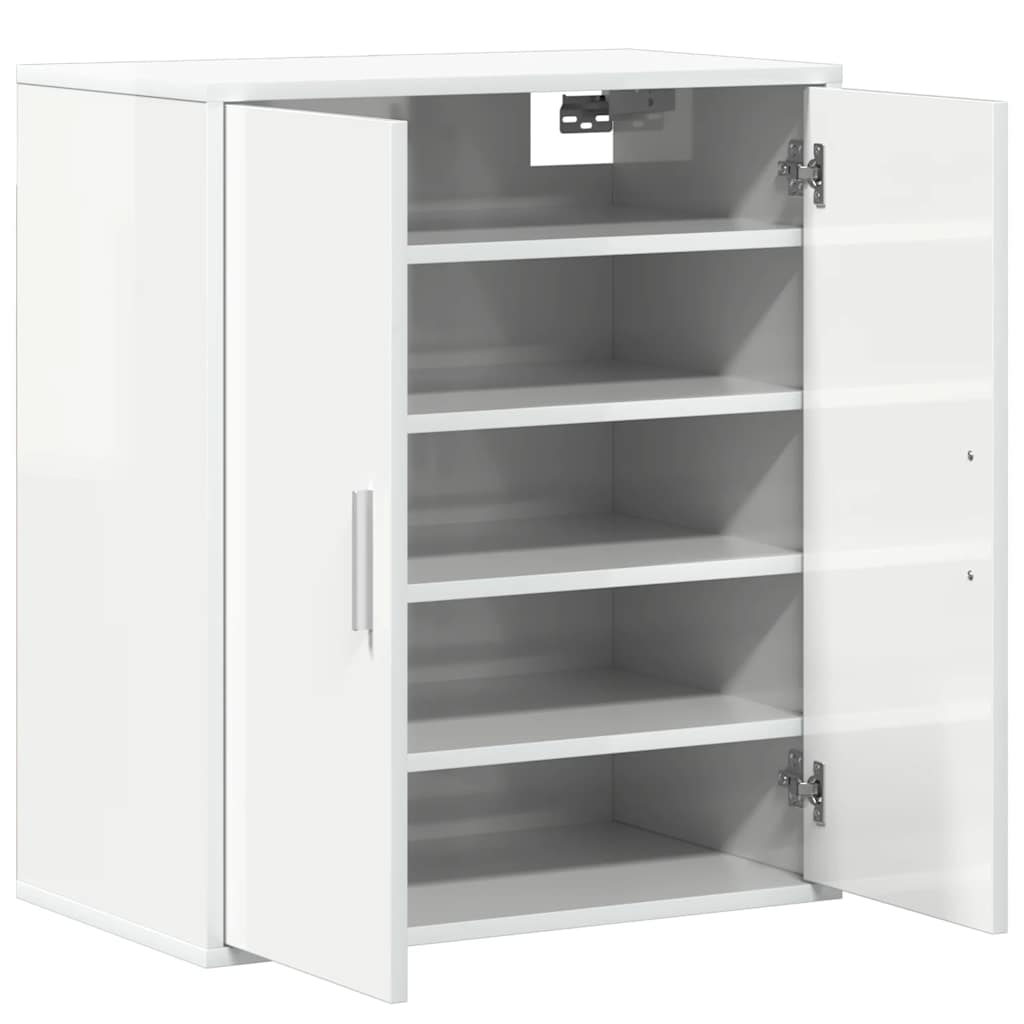 Shoe Cabinet High Gloss White 60x35x70 cm Engineered Wood