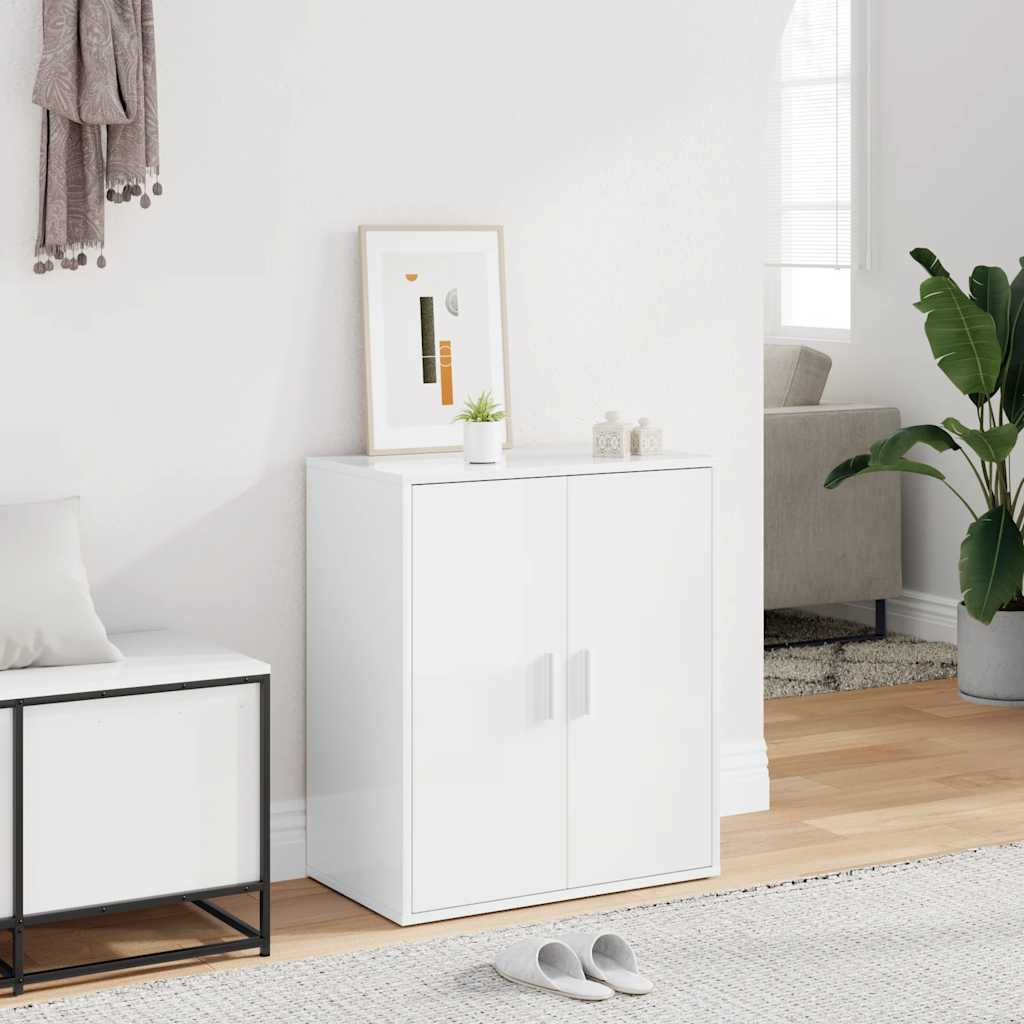 Shoe Cabinet High Gloss White 60x35x70 cm Engineered Wood