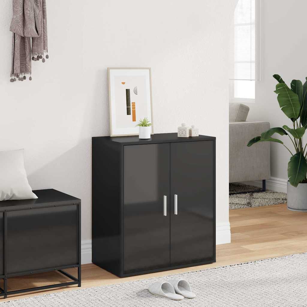 Shoe Cabinet High Gloss Black 60x35x70 cm Engineered Wood
