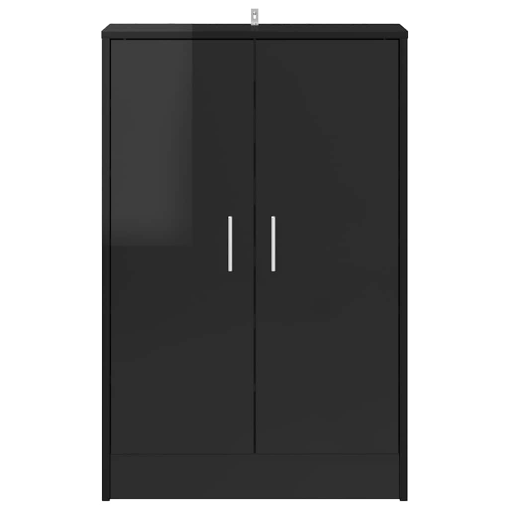 Shoe Cabinet High Gloss Black 60x35x92 cm Engineered Wood