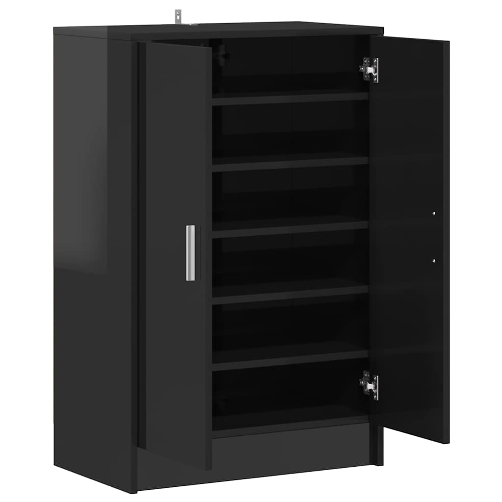 Shoe Cabinet High Gloss Black 60x35x92 cm Engineered Wood