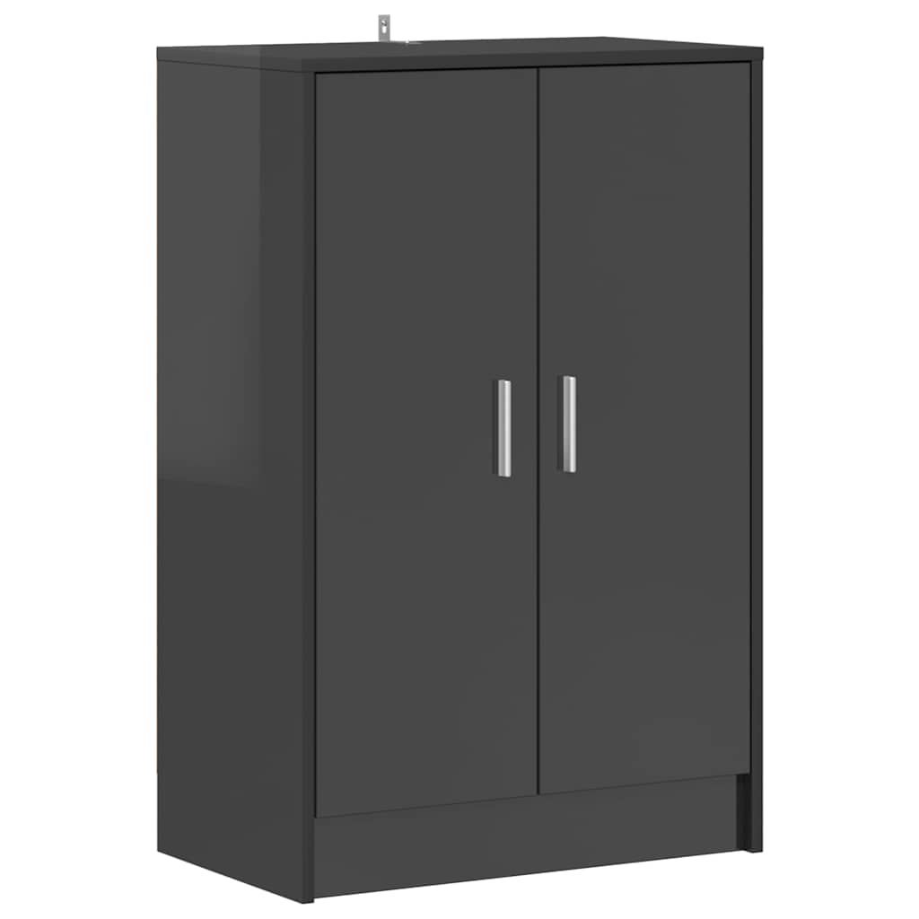 Shoe Cabinet High Gloss Grey 60x35x92 cm Engineered Wood