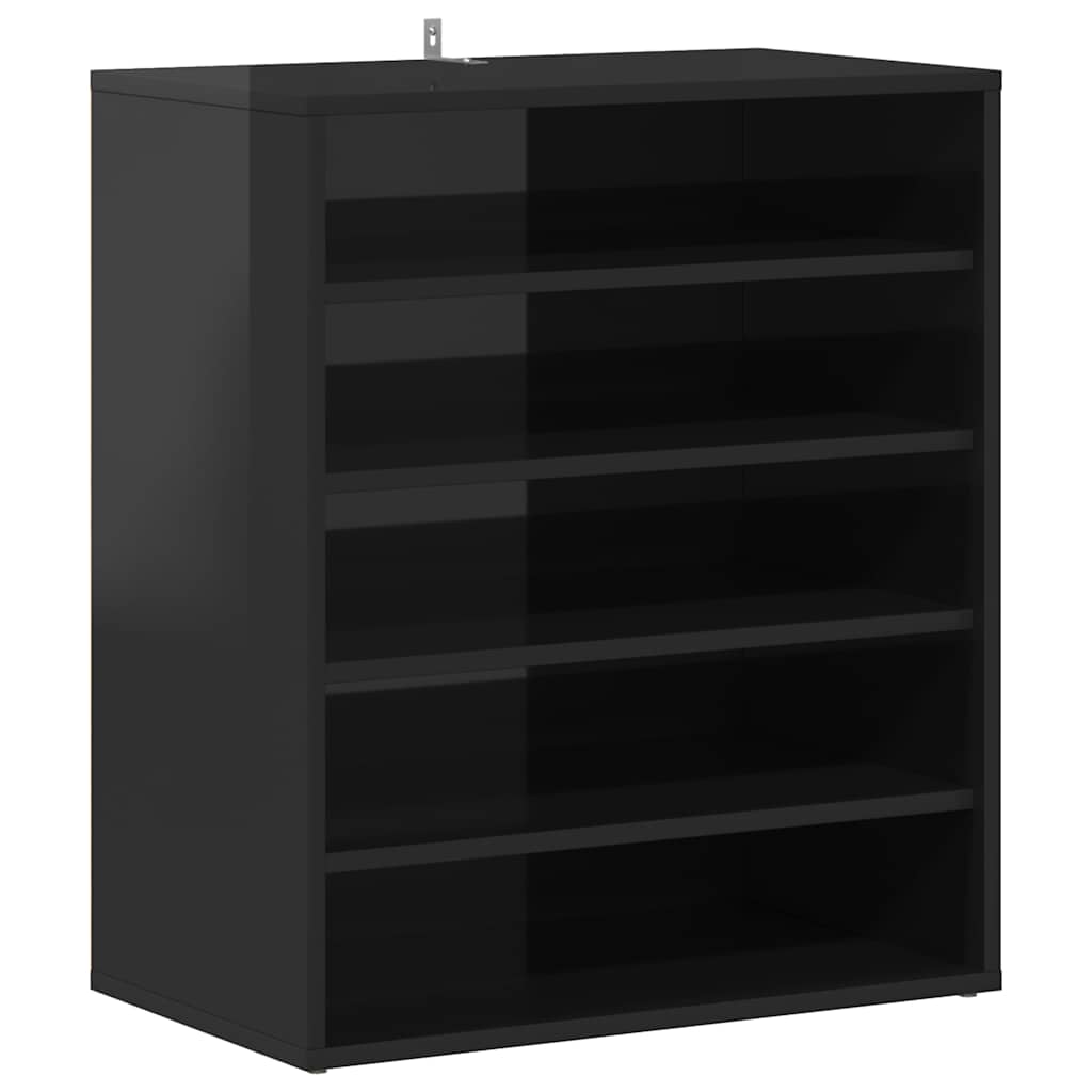 Shoe Cabinet High Gloss Black 60x35x70 cm Engineered Wood