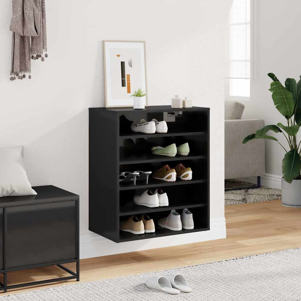 Shoe Cabinet High Gloss Black 60x35x70 cm Engineered Wood