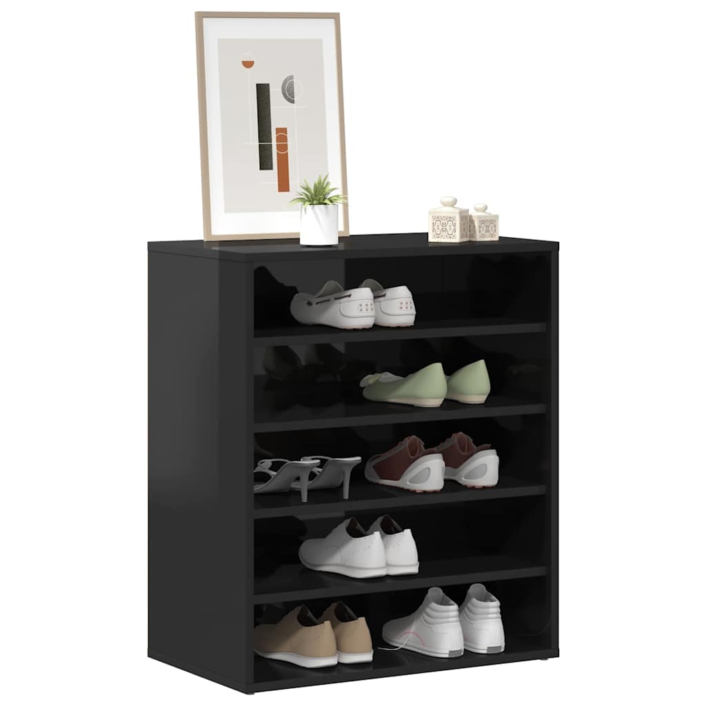 Shoe Cabinet High Gloss Black 60x35x70 cm Engineered Wood
