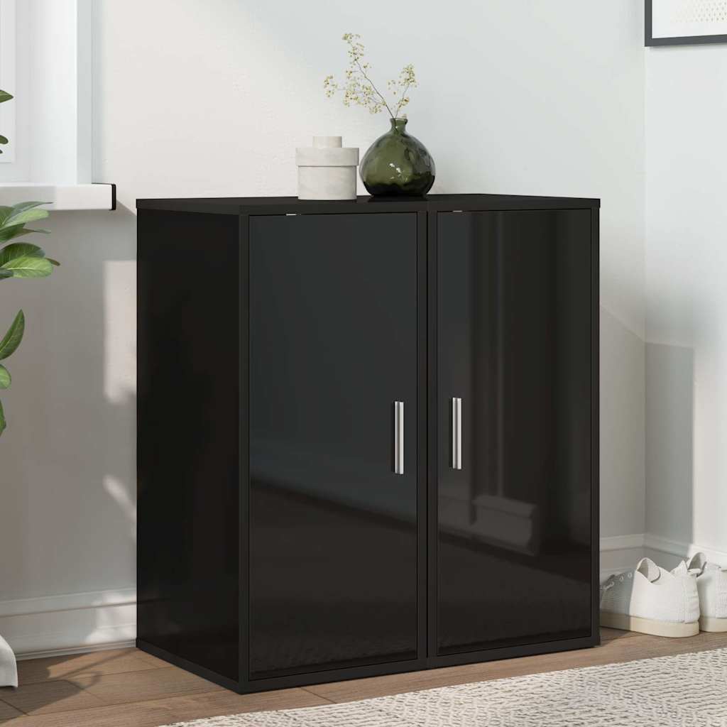 Shoe Cabinets 2 pcs High Gloss Black 32x35x70 cm Engineered Wood