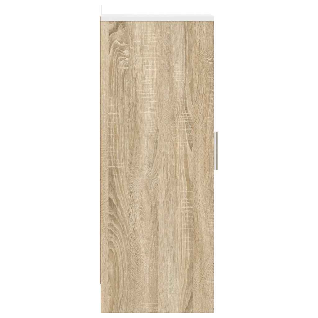 Shoe Cabinet White and Sonoma Oak 32x35x92 cm Engineered Wood