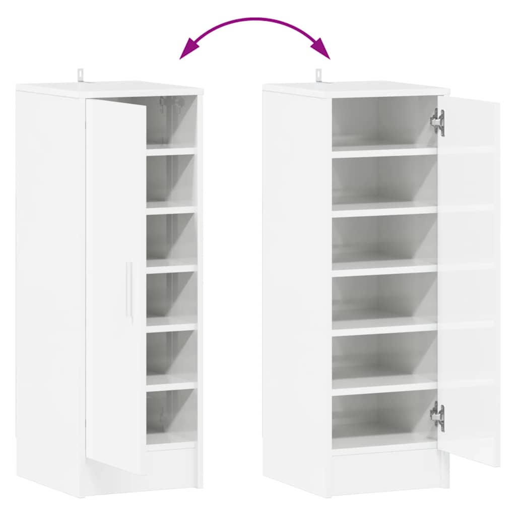 Shoe Cabinet High Gloss White 32x35x92 cm Engineered Wood