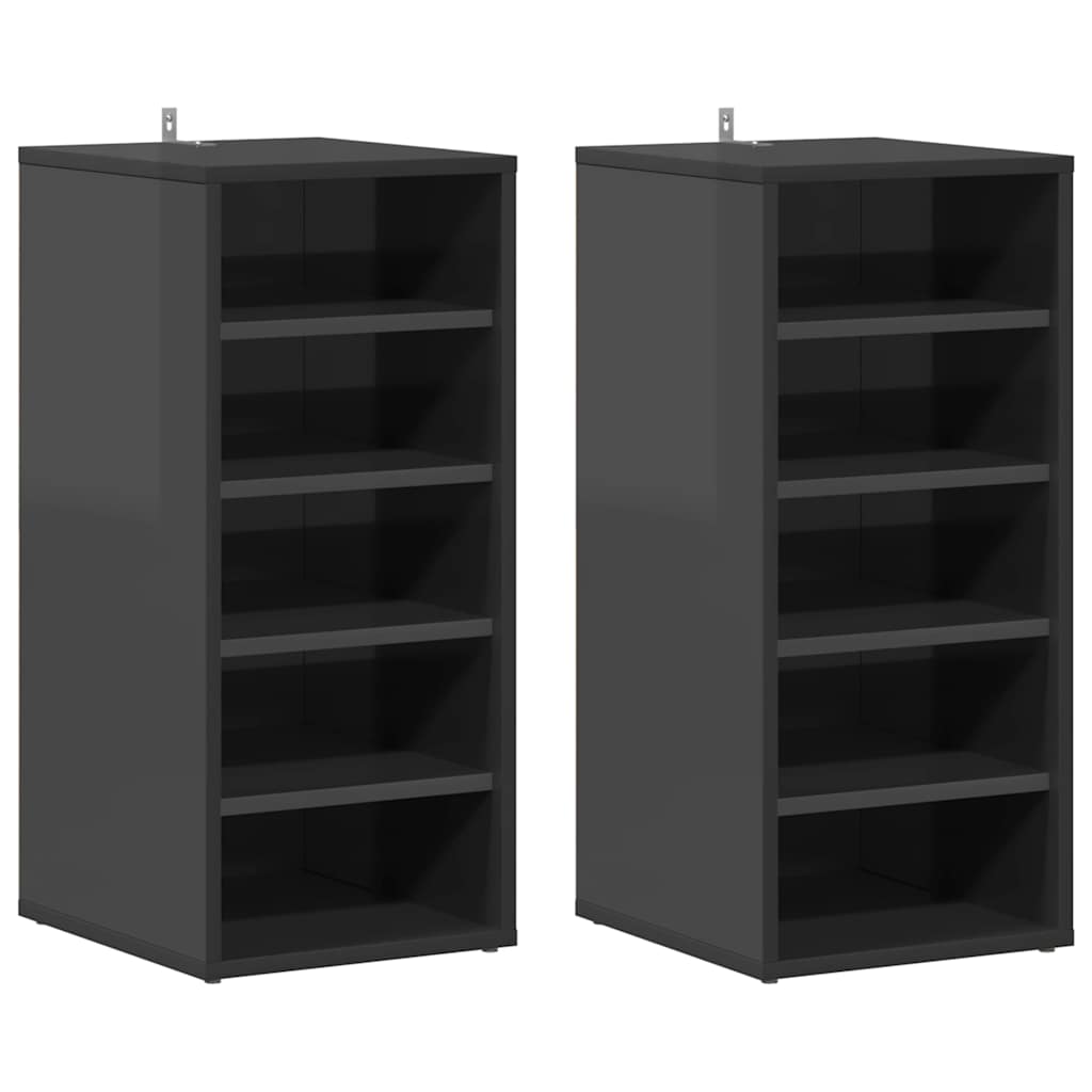 Shoe Cabinets 2 pcs High Gloss Grey 31.5x35x70 cm Engineered Wood