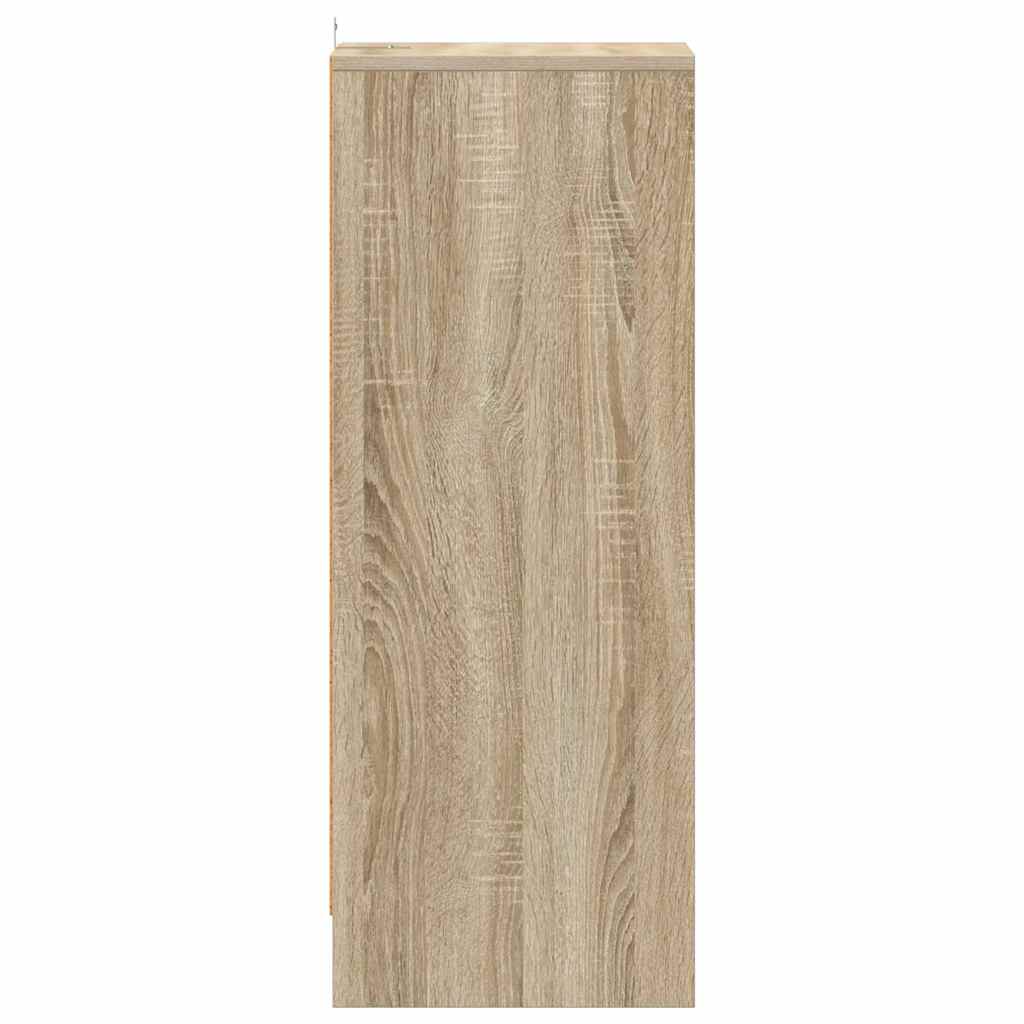 Shoe Cabinet White and Sonoma Oak 31.5x35x90 cm Engineered Wood