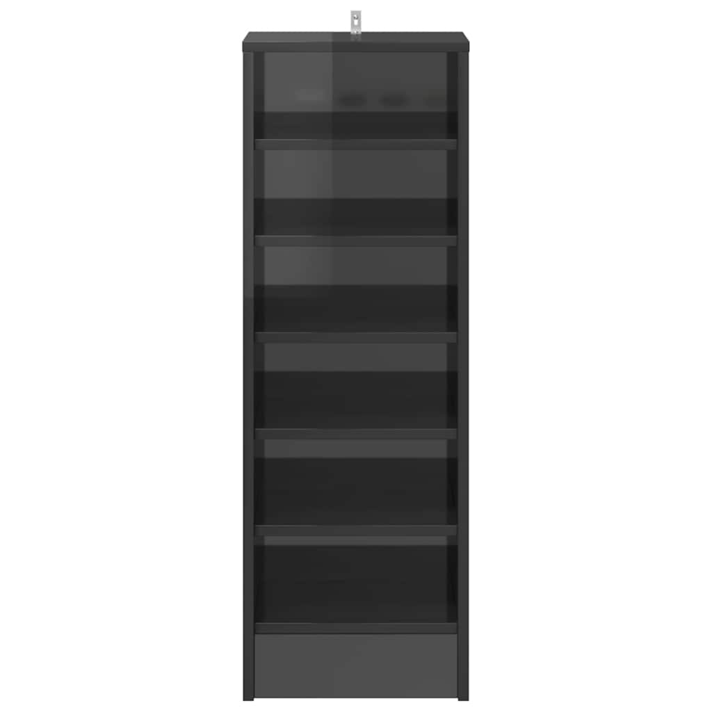 Shoe Cabinet High Gloss Grey 31.5x35x90 cm Engineered Wood