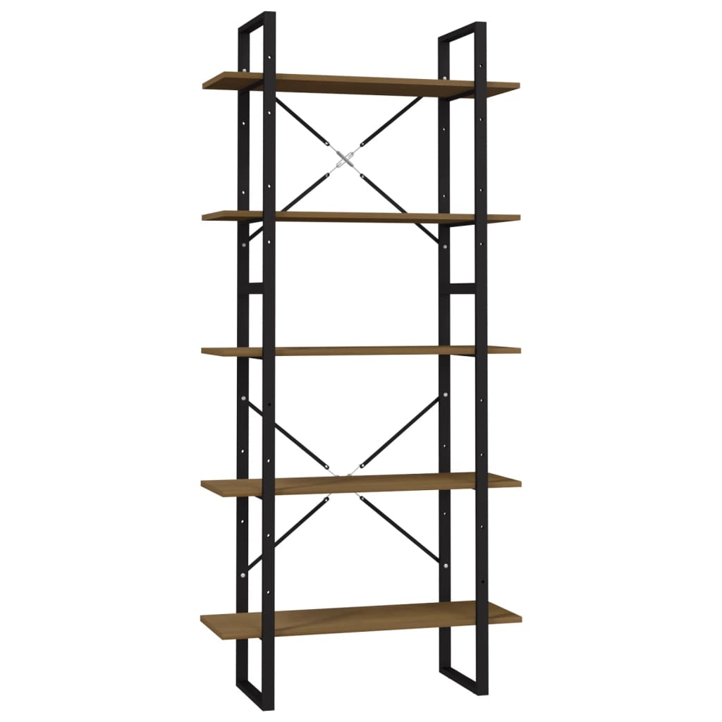 5-Tier Book Cabinet Brown 80x30x175 cm Pinewood