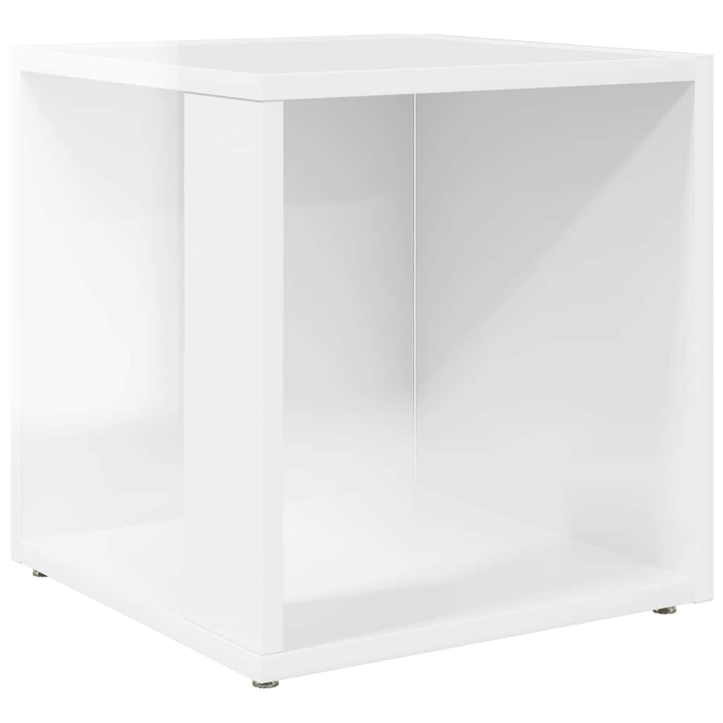 Side Table High Gloss White 33x33x34.5 cm Engineered Wood