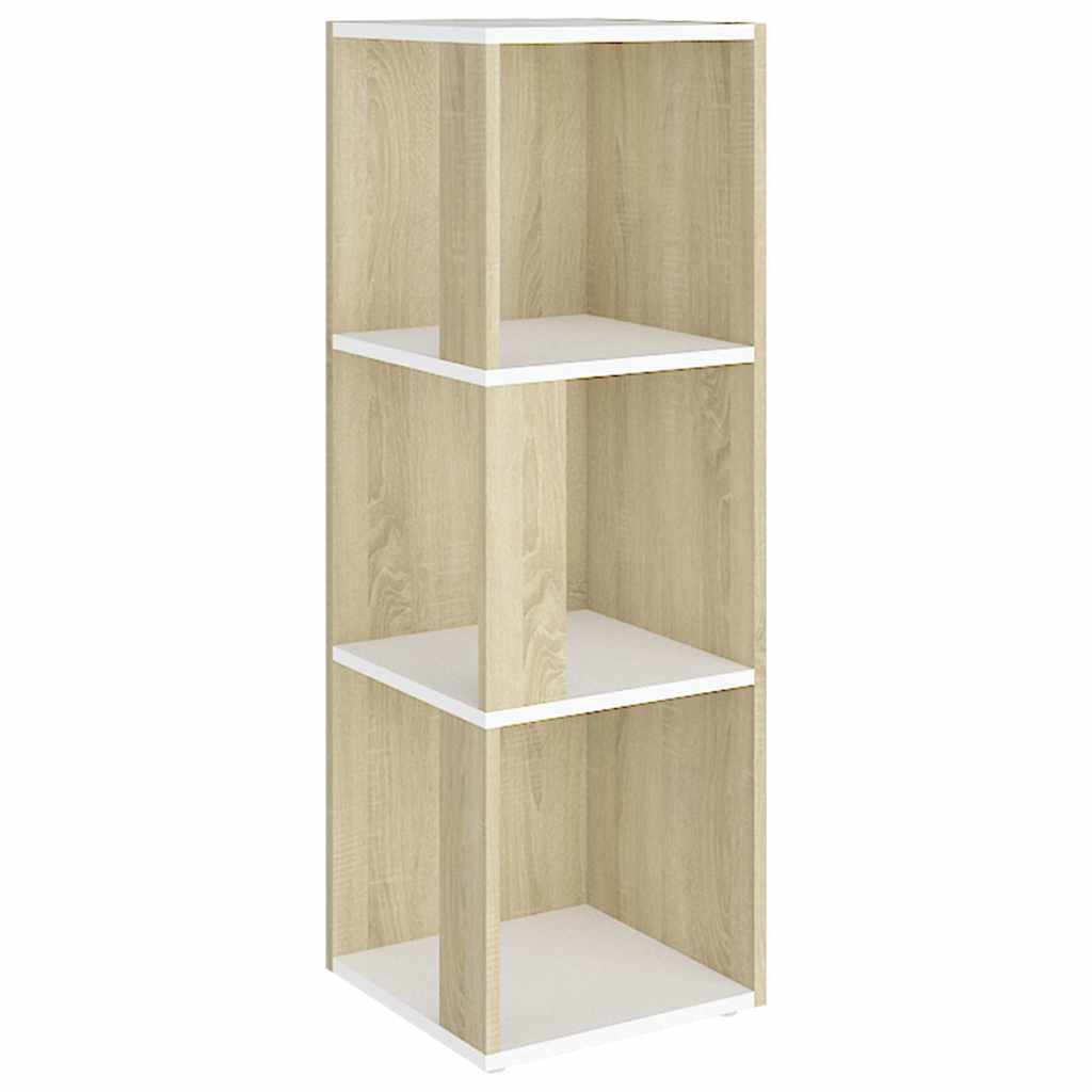 Corner Cabinet White and Sonoma Oak 33x33x100 cm Engineered Wood