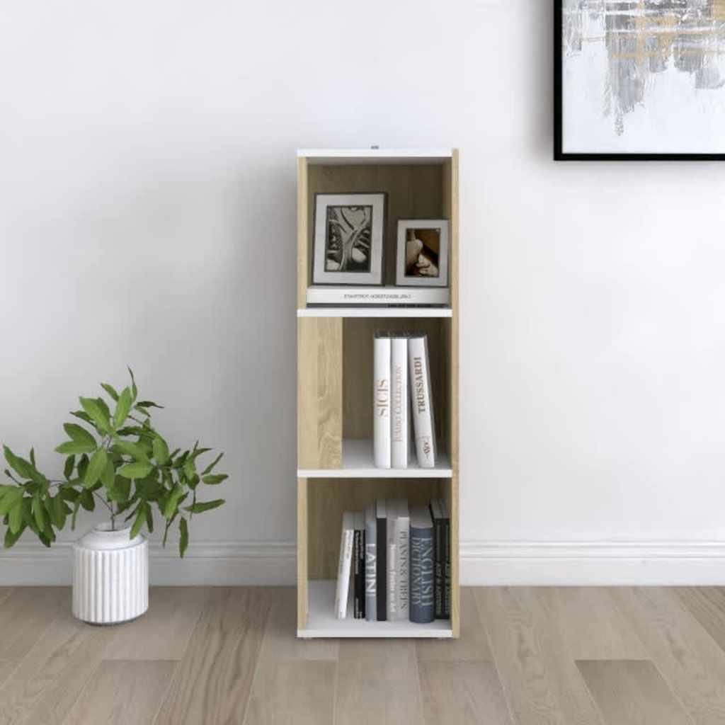 Corner Cabinet White and Sonoma Oak 33x33x100 cm Engineered Wood