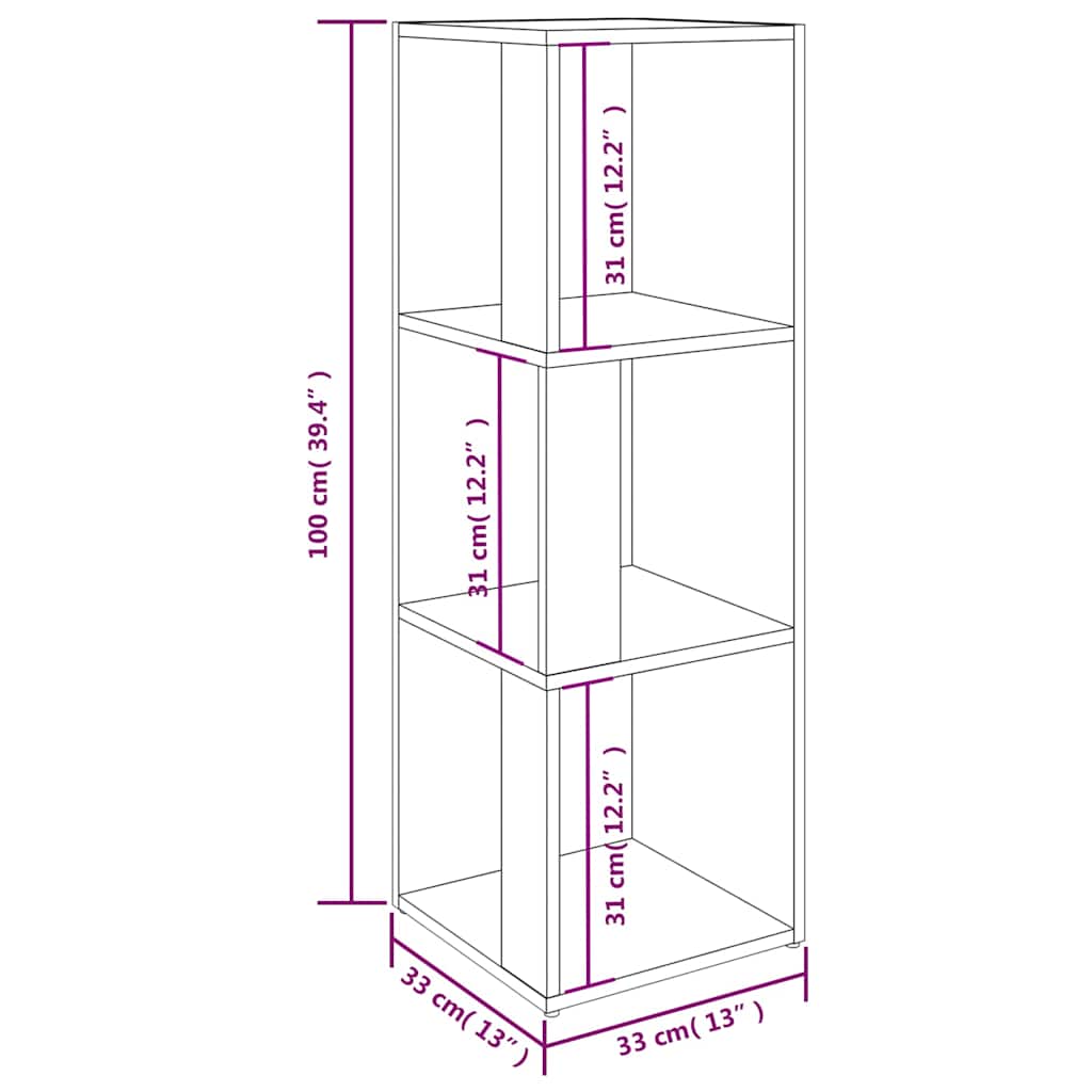 Corner Cabinet High Gloss White 33x33x100 cm Engineered Wood