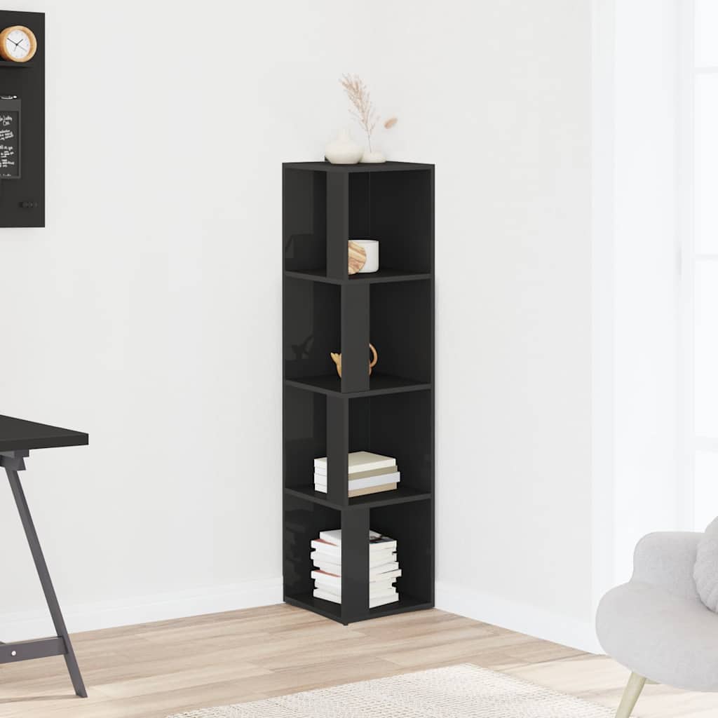 Corner Cabinet High Gloss Grey 33x33x132 cm Engineered Wood