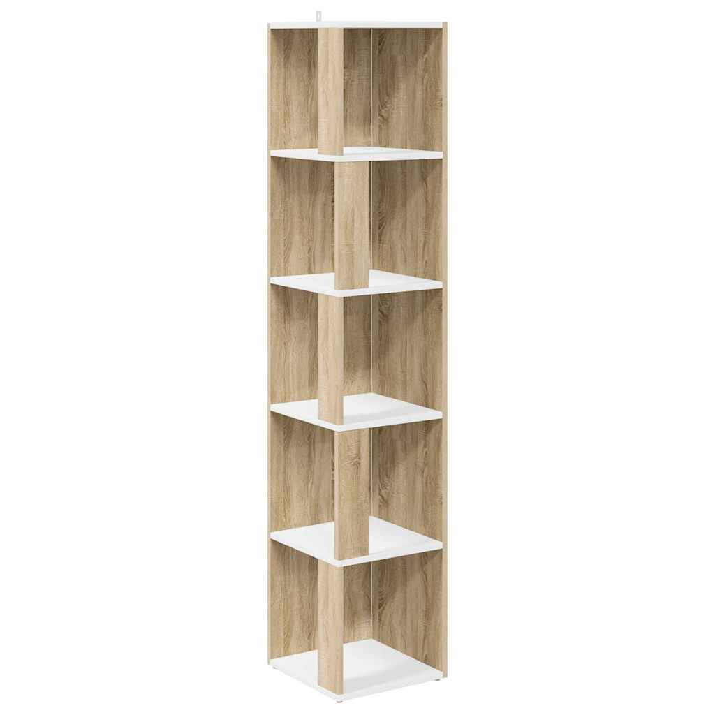 Corner Cabinet White and Sonoma Oak 33x33x164.5 cm Engineered Wood