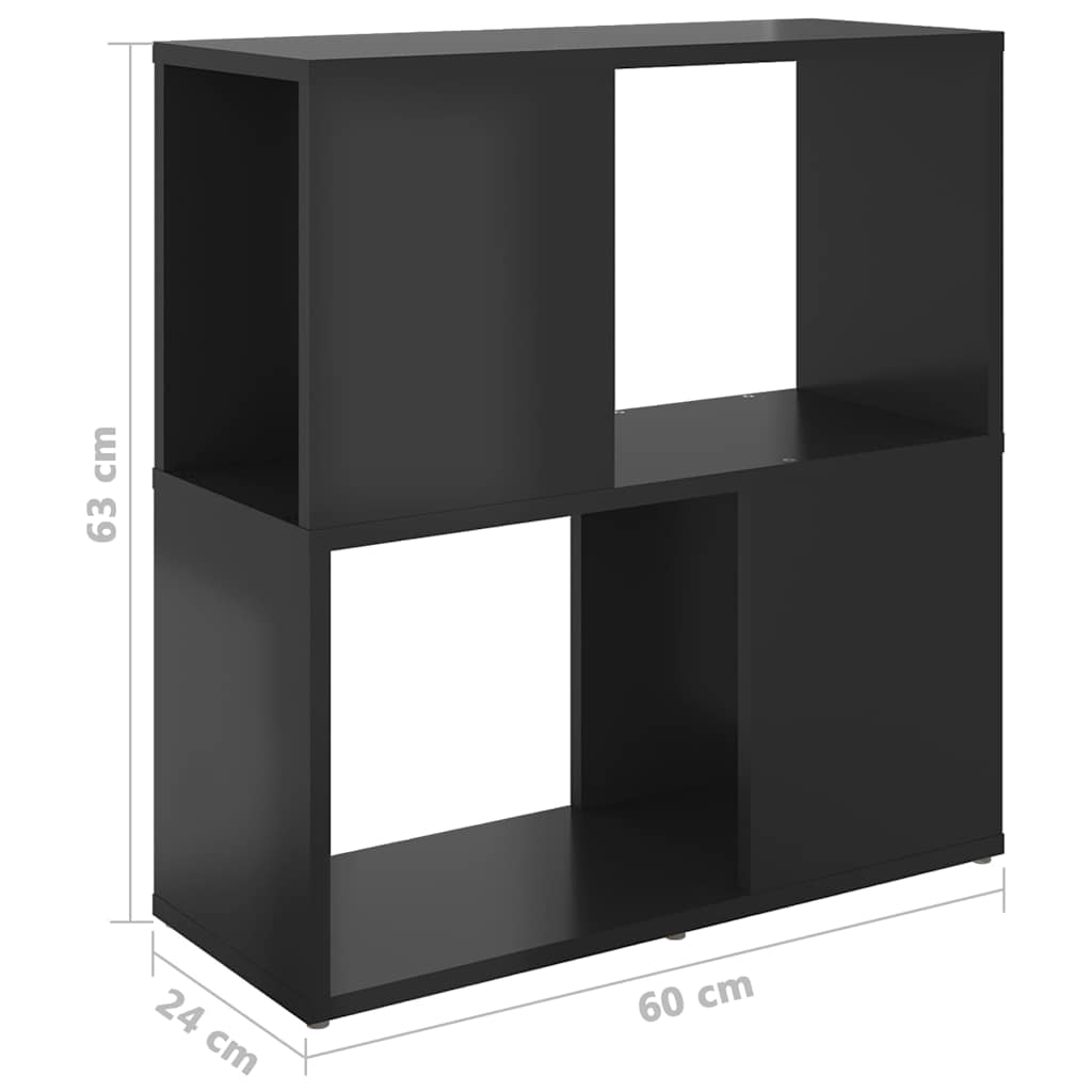 Book Cabinet High Gloss Black 60x24x63 cm Engineered Wood