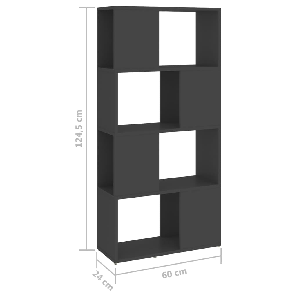 Book Cabinet Room Divider Grey 60x24x124.5 cm Engineered Wood