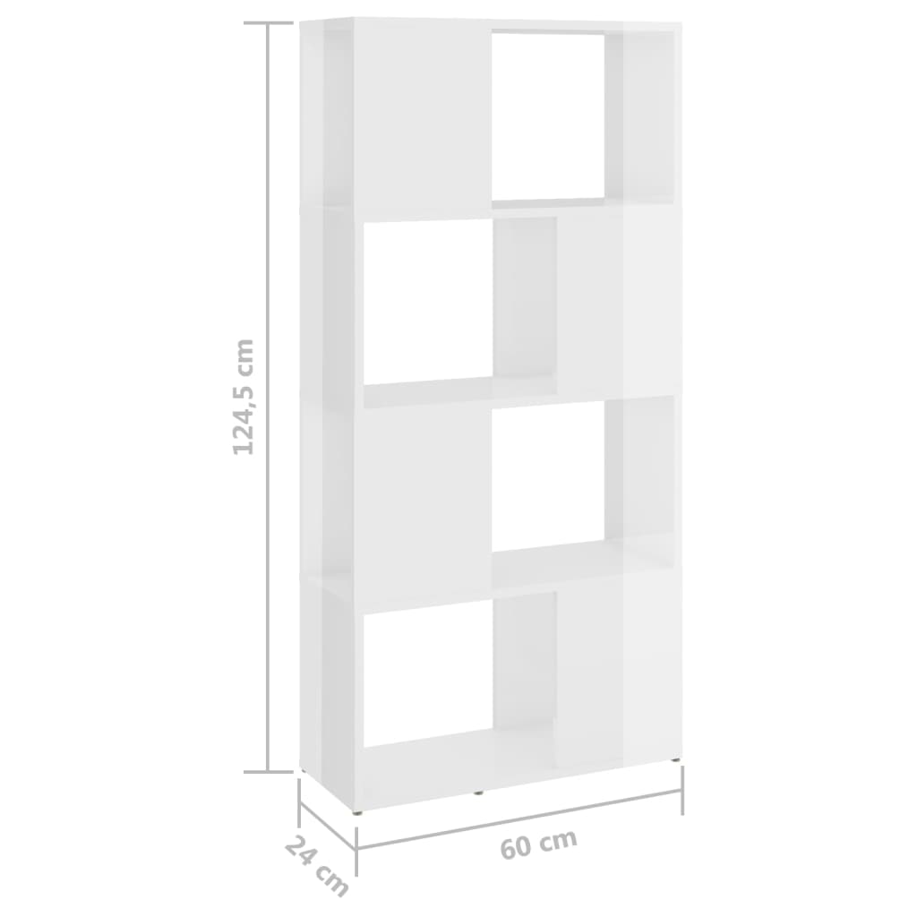 Book Cabinet Room Divider High Gloss White 60x24x124.5 cm