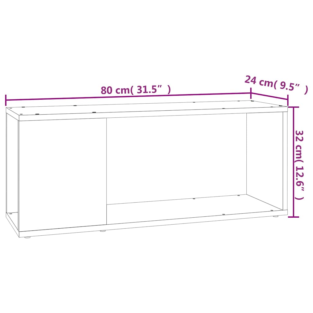 TV Cabinet High Gloss Grey 80x24x32 cm Engineered Wood