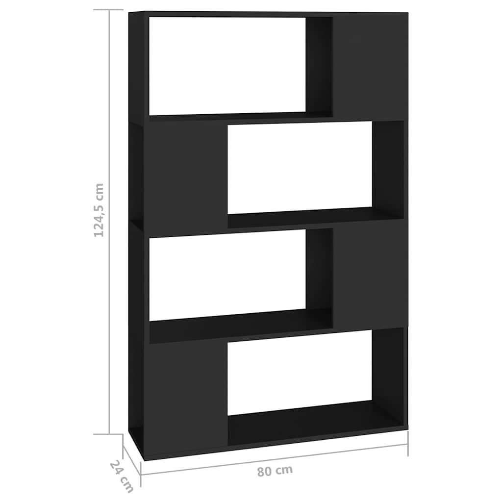 Book Cabinet Room Divider Black 80x24x124.5 cm Engineered Wood