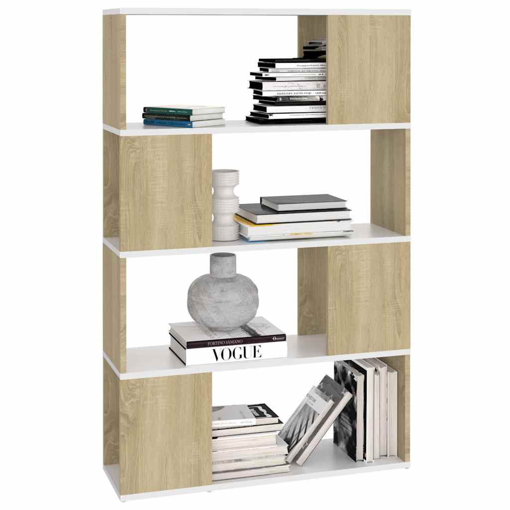 Book Cabinet Room Divider White and Sonoma Oak 80x24x124.5 cm