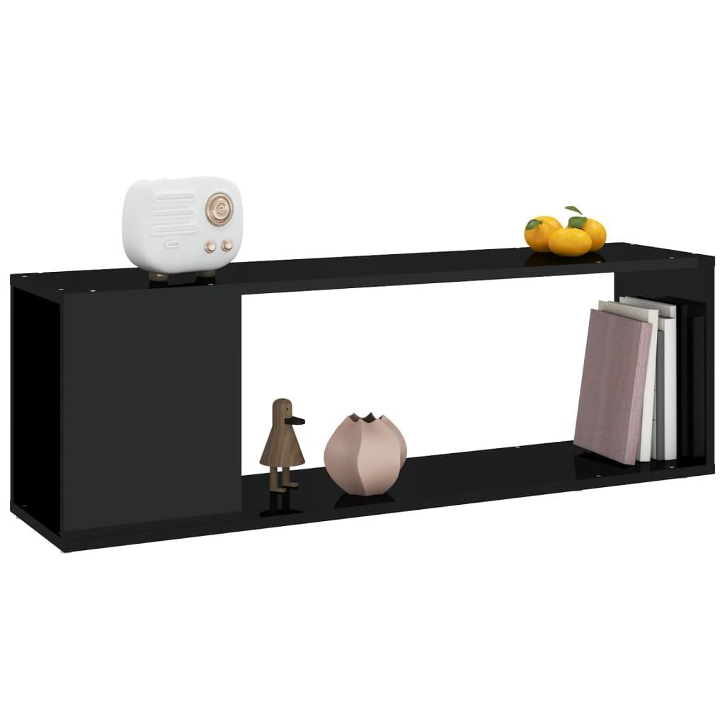 TV Cabinet High Gloss Black 100x24x32 cm Engineered Wood