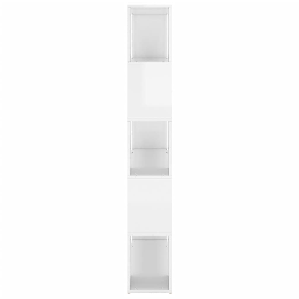 Book Cabinet Room Divider High Gloss White Engineered Wood